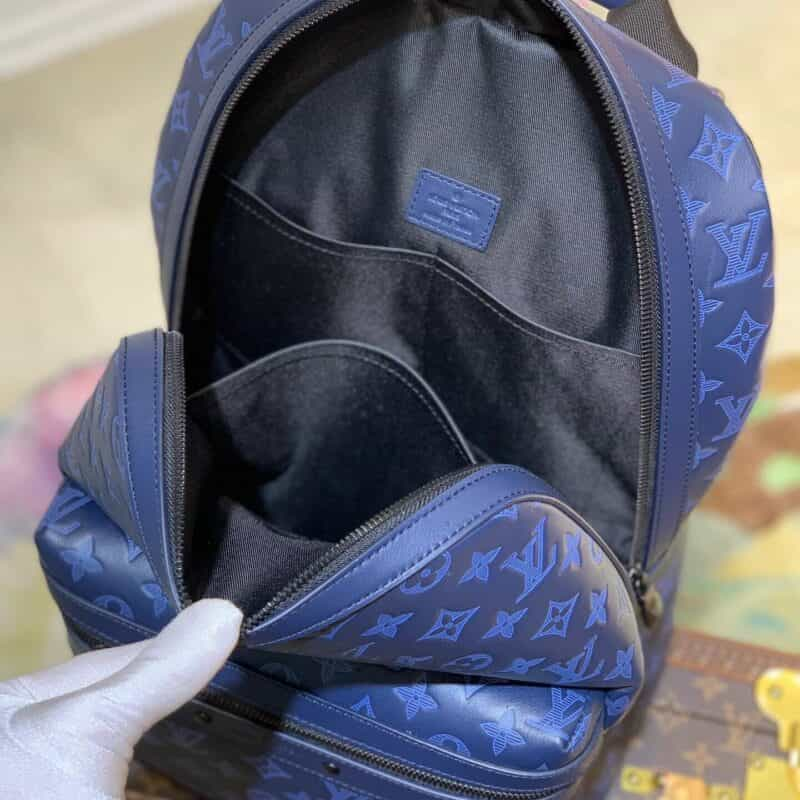 LOUIS VUITTON Calfskin Monogram Shadow Sprinter Backpack Blue