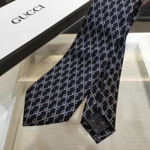 GUCCI古驰100%顶级提花真丝GG链条领带495312