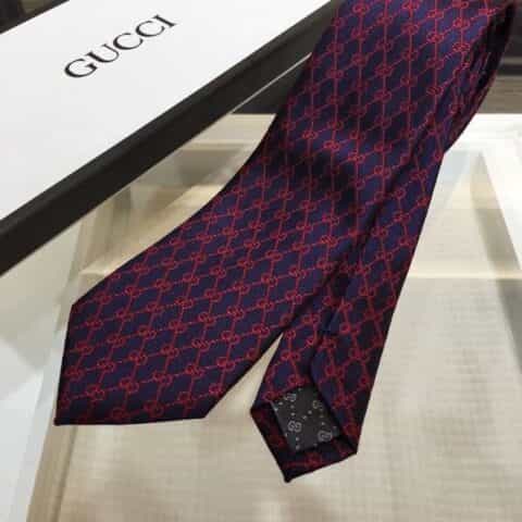 GUCCI古驰100%顶级提花真丝GG链条领带495312