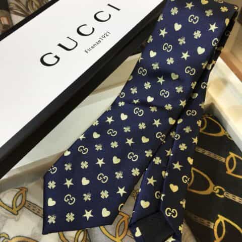 GUCCI古驰100%顶级提花真丝标志性图案领带520917