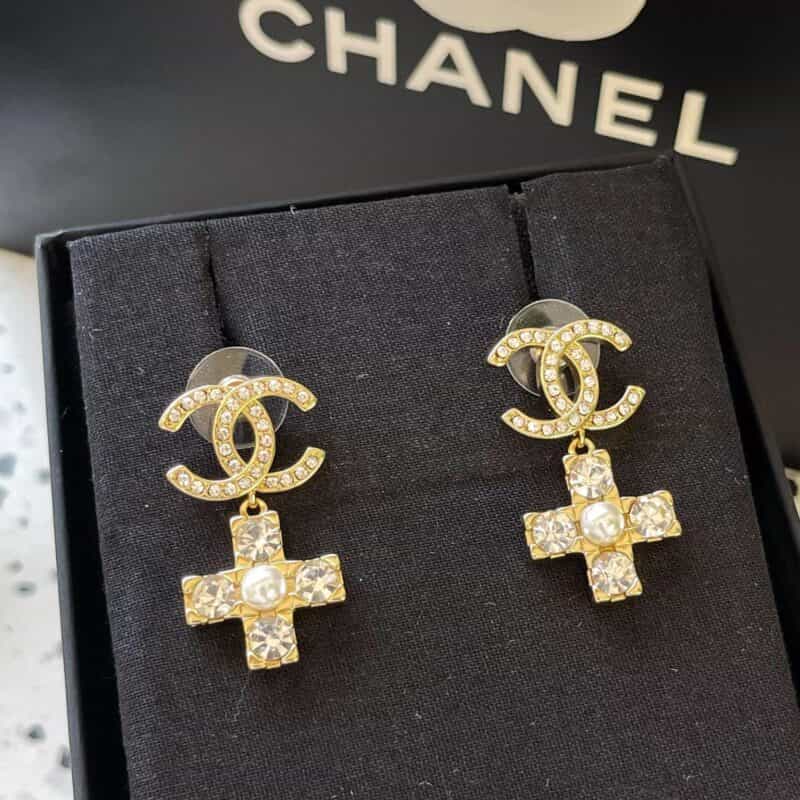 2021新款CHANEL香奈儿双c十字耳钉耳环