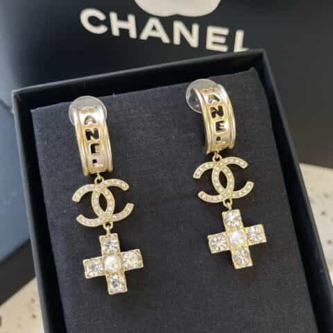 2021新款CHANEL香奈儿双c十字耳钉耳环