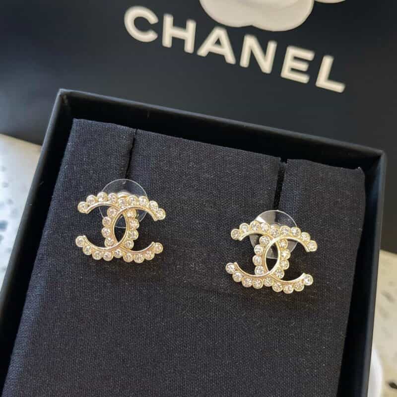 2021新款CHANEL香奈儿双c满钻耳钉耳环