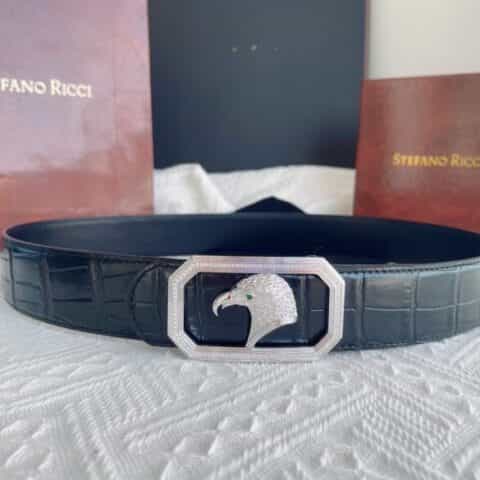 Stefano. Ricci   史蒂芬精钢材质手工雕刻工艺鹰头镶嵌钻扣男士3.8cm腰带