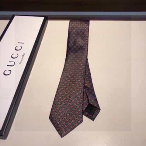 GUCCI古驰几何菱形真丝领带
