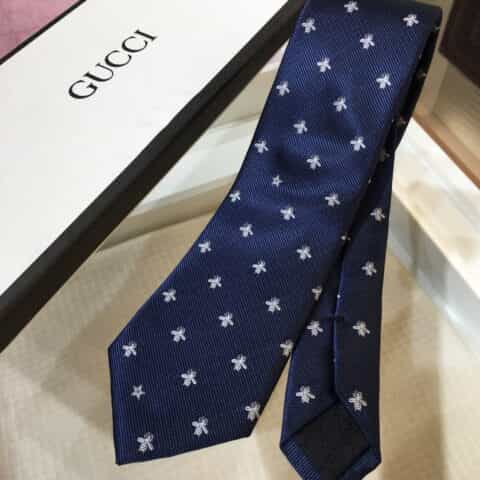 GUCCI古驰100%顶级提花真丝蜜蜂和星星领带