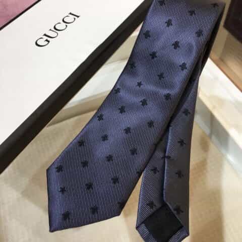GUCCI古驰100%顶级提花真丝蜜蜂和星星领带
