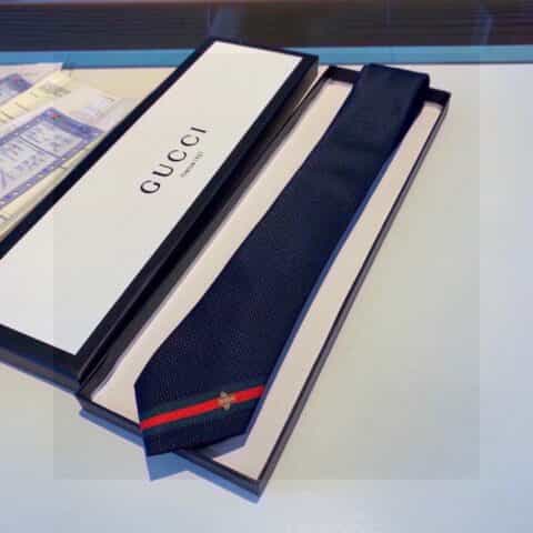 GUCCI古驰织带条纹蜜蜂图案领带