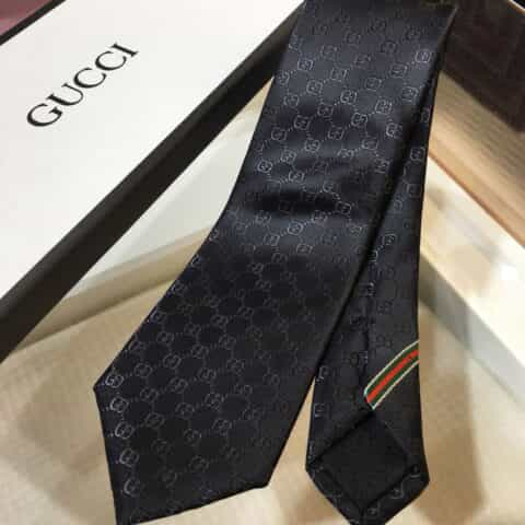 GUCCI古驰100%顶级提花真丝双G提花领带