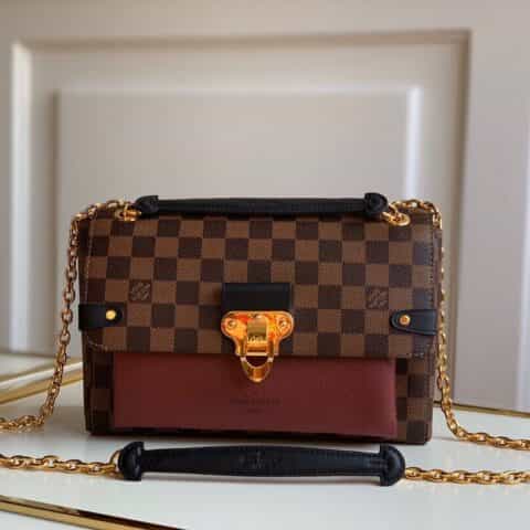 Louis Vuitton LV Vavin棋盘格小号链条包 N40109波尔多酒红