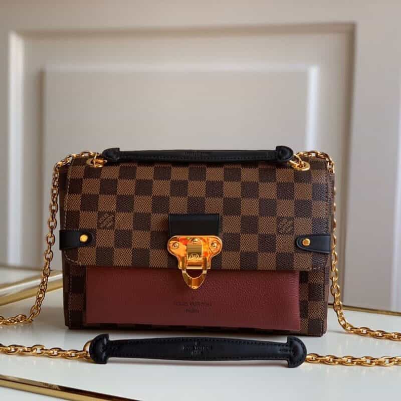 Louis Vuitton LV Vavin棋盘格小号链条包 N40109波尔多酒红