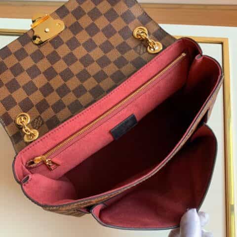 Louis Vuitton LV Vavin棋盘格小号链条包 N40109波尔多酒红