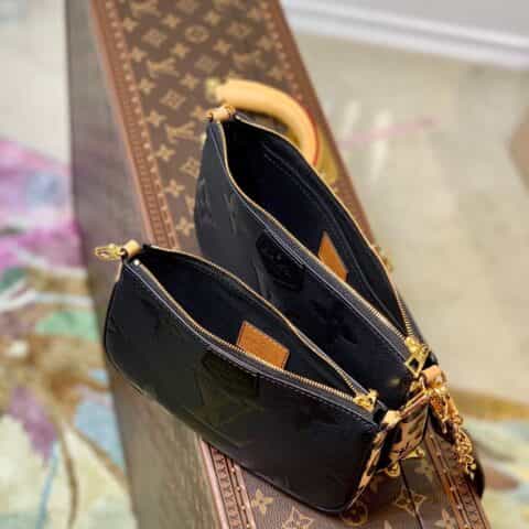 Louis Vuitton LV Multi Pochette Accessoires豹纹麻将包 M58520黑色