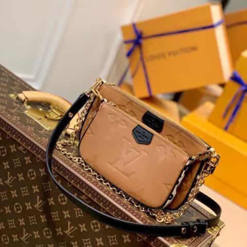 Louis Vuitton LV Multi Pochette Accessoires豹纹麻将包 M45839焦糖色
