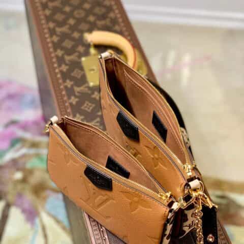 Louis Vuitton LV Multi Pochette Accessoires豹纹麻将包 M45839焦糖色
