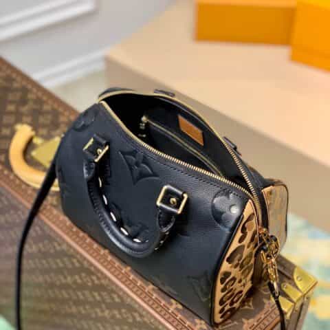 Louis Vuitton LV Speedy Bandoulière 25 豹纹手提包 M58524黑色