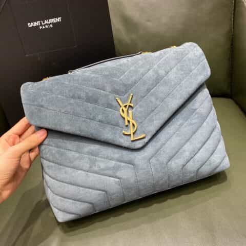 Saint laurent Ysl Lou Lou 31 磨砂皮Y形挎包 459749孔雀蓝