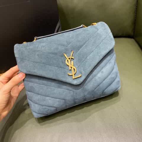 Saint laurent Ysl Lou Lou 23 磨砂皮Y形挎包 494699孔雀蓝