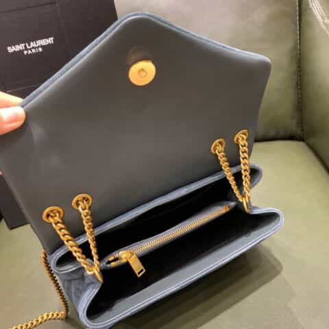 Saint laurent Ysl Lou Lou 23 磨砂皮Y形挎包 494699孔雀蓝