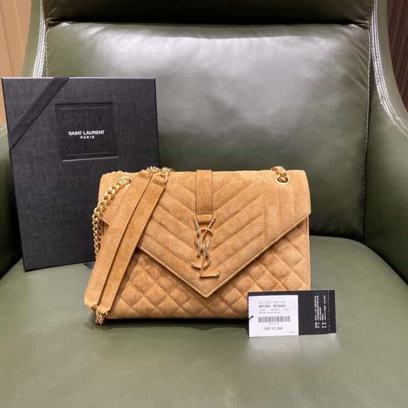 Saint laurent Ysl Envelope 24 羊绒磨砂皮信封包 487206焦糖色