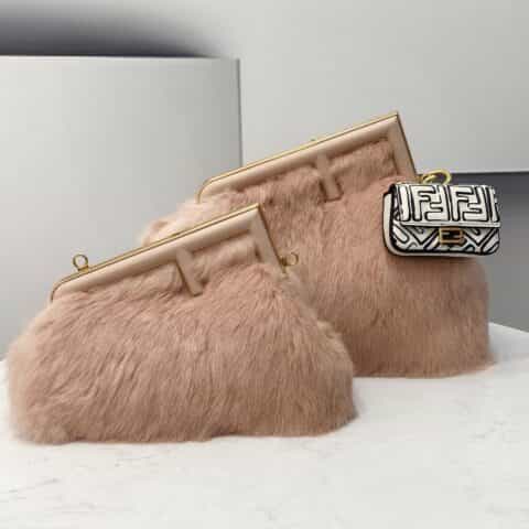 FENDI芬迪first系列F字母水貂毛肩背包80028