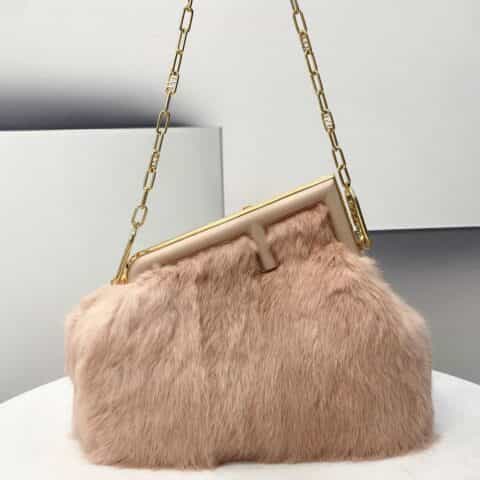 FENDI芬迪first系列F字母水貂毛肩背包80028