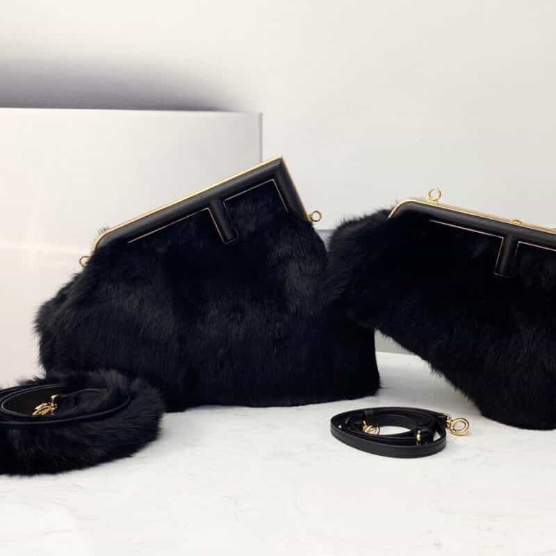 FENDI芬迪first系列F字母水貂毛肩背包80028