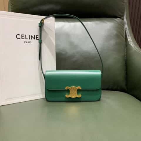 Celine思琳 Triomphe皮革腋下包 194143森林绿