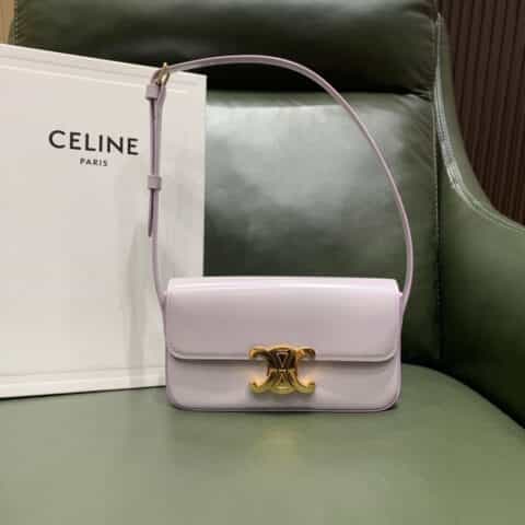 Celine思琳 Triomphe皮革腋下包 194143薰衣草灰