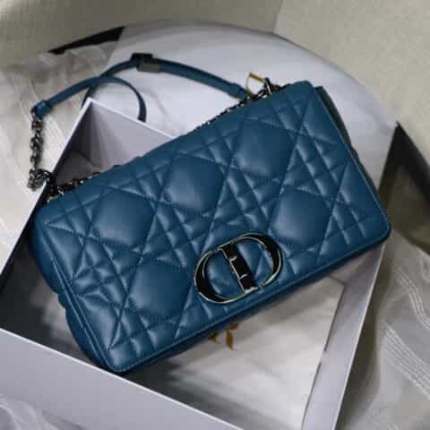 Dior Caro 大藤格纹系列大号肩背包 M8016深海蓝