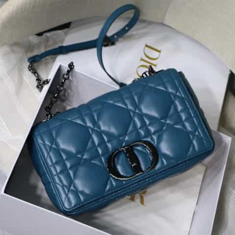 Dior Caro 大藤格纹系列种号肩背包 M8017深海蓝