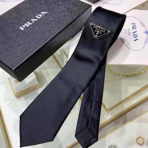 PRADA普拉达100%顶级手工定制徽标领带
