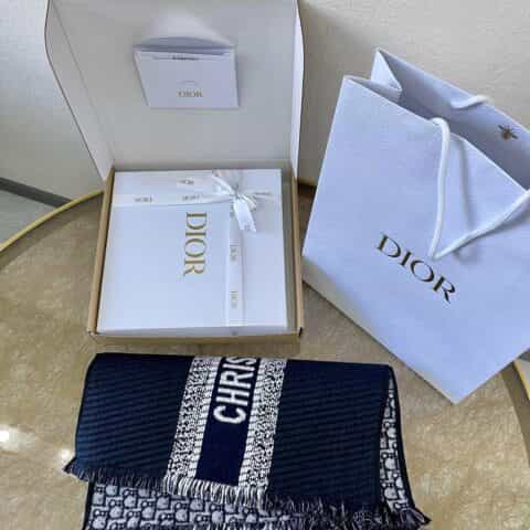 Dior迪奥“CHRISTIAN DIOR”标志条形图案学院风双面围巾14CDO301I985_C540