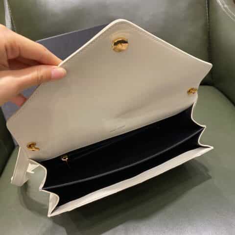 Saint laurent Ysl Gaby绗缝纹路信封斜挎包 668863白色