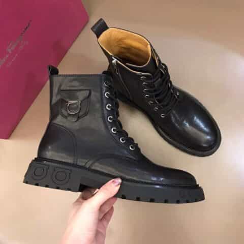 Ferragamo菲拉格慕  进口头层牛皮秋冬男士高帮英伦靴