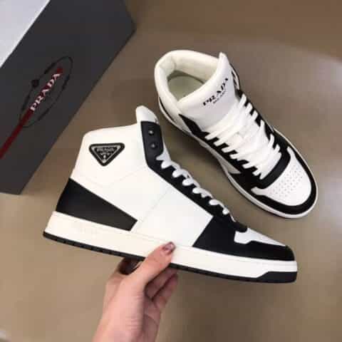 PRADA/普拉达   进口小牛皮材质P 家奢品、男士秋冬高帮时尚运动鞋
