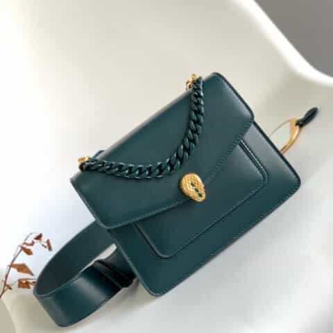 BVLGARI宝格丽森林绿小羊皮肩背包61879