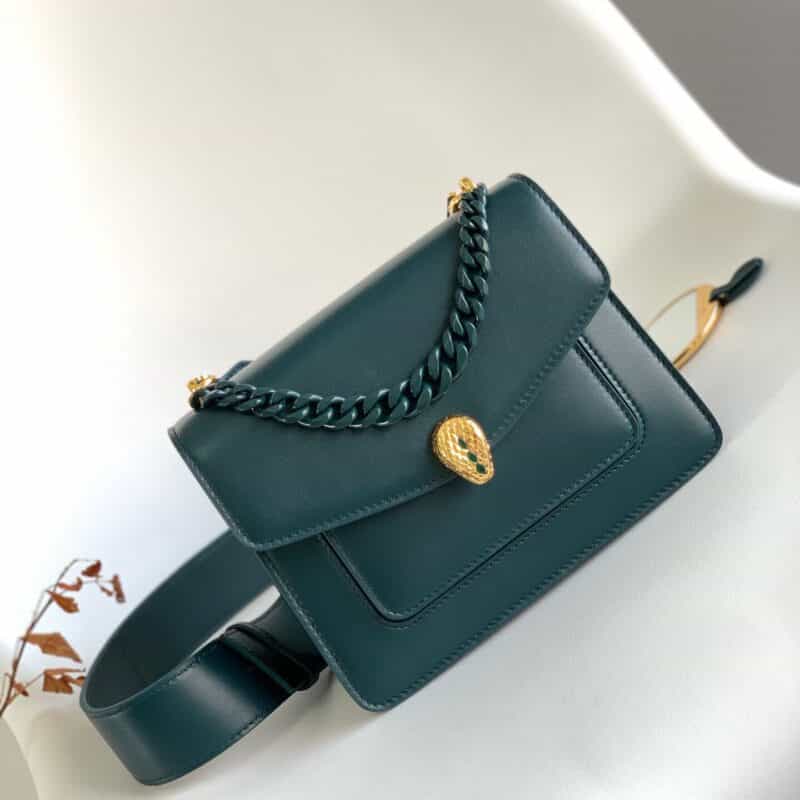 BVLGARI宝格丽森林绿小羊皮肩背包61879