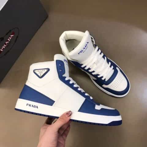 PRADA/普拉达   进口小牛皮材质P 家奢品、男士秋冬高帮时尚运动鞋