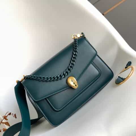 BVLGARI宝格丽森林绿小羊皮肩背包290323