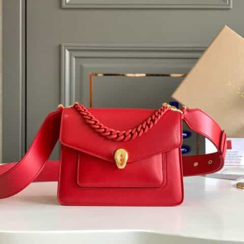 BVLGARI宝格丽石榴石红色小羊皮肩背包61879