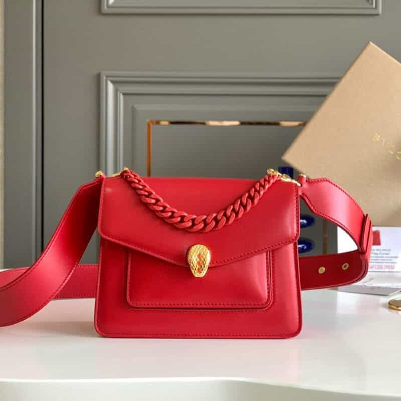 BVLGARI宝格丽石榴石红色小羊皮肩背包61879