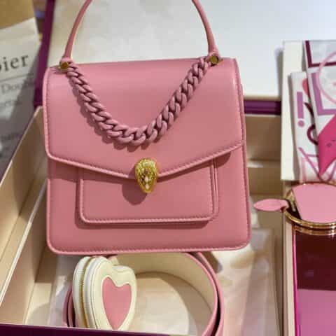 BVLGARI宝格丽火烈鸟石英粉小羊皮肩背包291278