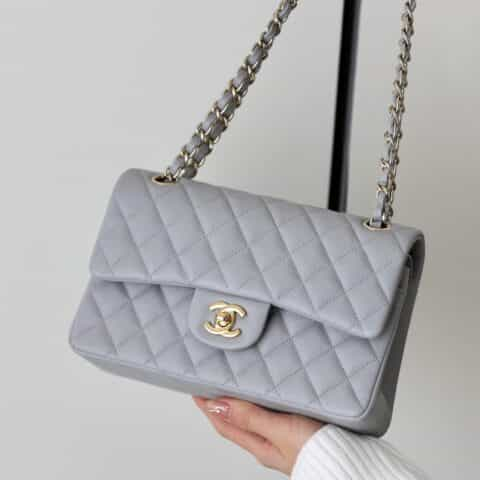 CHANEL CF23 Classic flap bag A01113球纹牛皮冰川灰