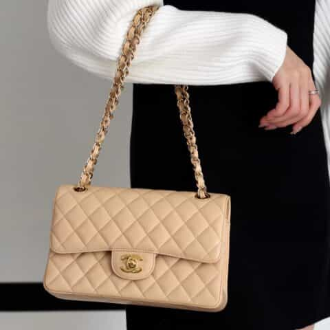 CHANEL CF23 Classic flap bag A01113球纹牛皮杏色