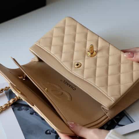 CHANEL CF23 Classic flap bag A01113球纹牛皮杏色