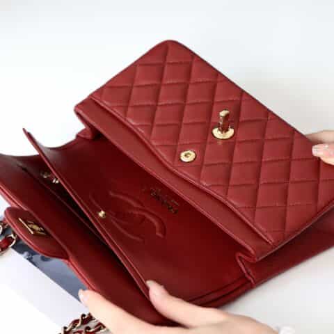 CHANEL CF23 Classic flap bag A01113球纹牛皮酒红色