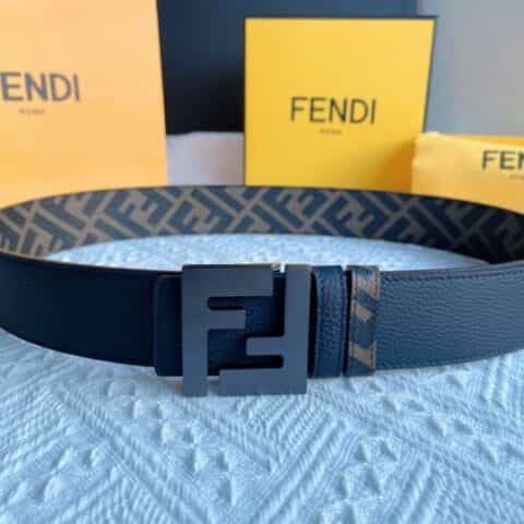 FENDI芬迪   FF徽标精湛工艺金属扣，头层牛皮双面用腰带4.0cm