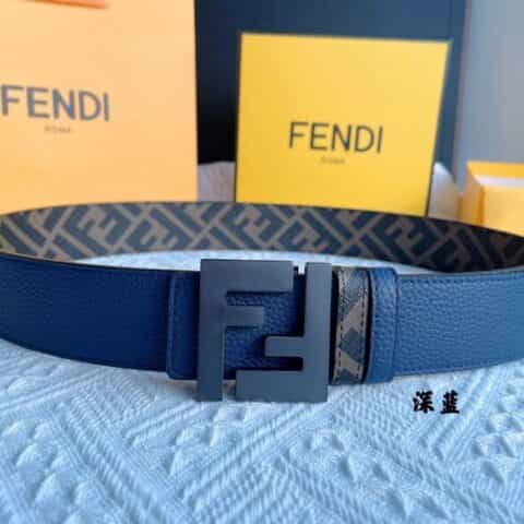 FENDI芬迪   FF徽标精湛工艺金属扣，头层牛皮双面用腰带4.0cm