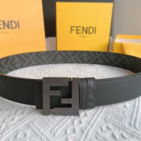 FENDI芬迪   FF徽标精湛工艺金属扣，头层牛皮双面用腰带4.0cm